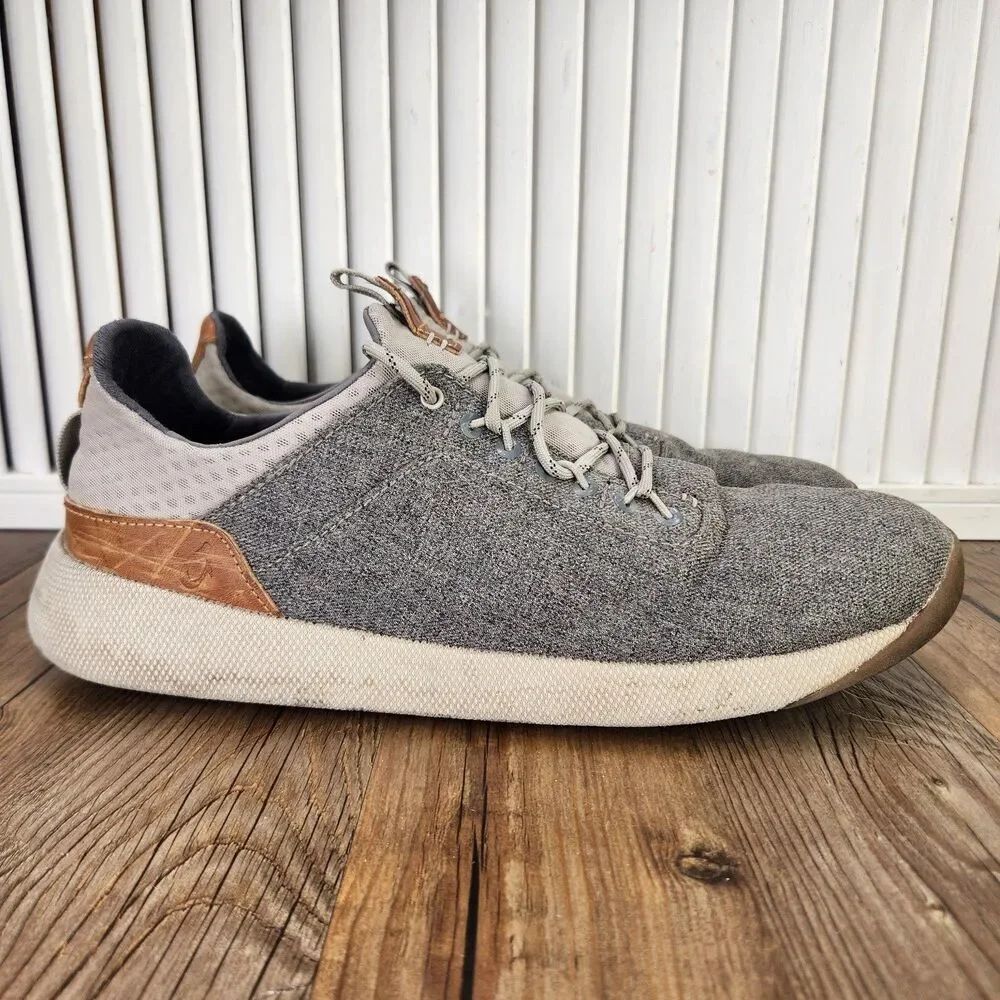 Olukai Nanea Li Mens Sz 10.5 Gray Canvas Casual Urban Sneakers Shoes 10485-LRLR
